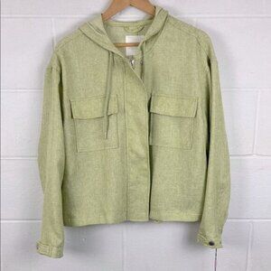 Avec Les Filles Light Green Utility Lightweight Tweed Jacket Preppy NWT Size XL